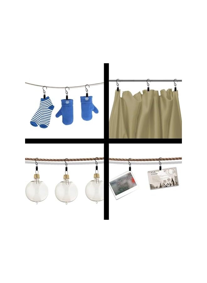 S Hooks Curtain Clips-50 Pack Hanging Hooks Hangers Clips,6mm Long Black
