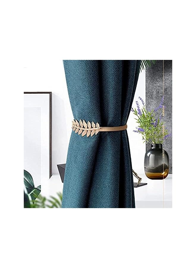 Curtain Tiebacks, Plush Alloy Drapery Holdback Holder, Modern Simple Style Decorative Curtain Straps for Home Kitchen Office 2 Pack (Gold)