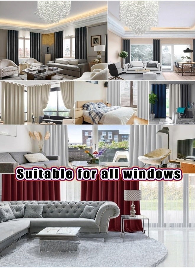 2 Panels Bedroom Curtains ｜Thermal Insulated Grommet Blackout Curtain Panel｜  Eyelet Top, Energy-Saving Heat Retention｜ U V Block ,for Bedroom, Living Room Grey, 130 x 213 cm