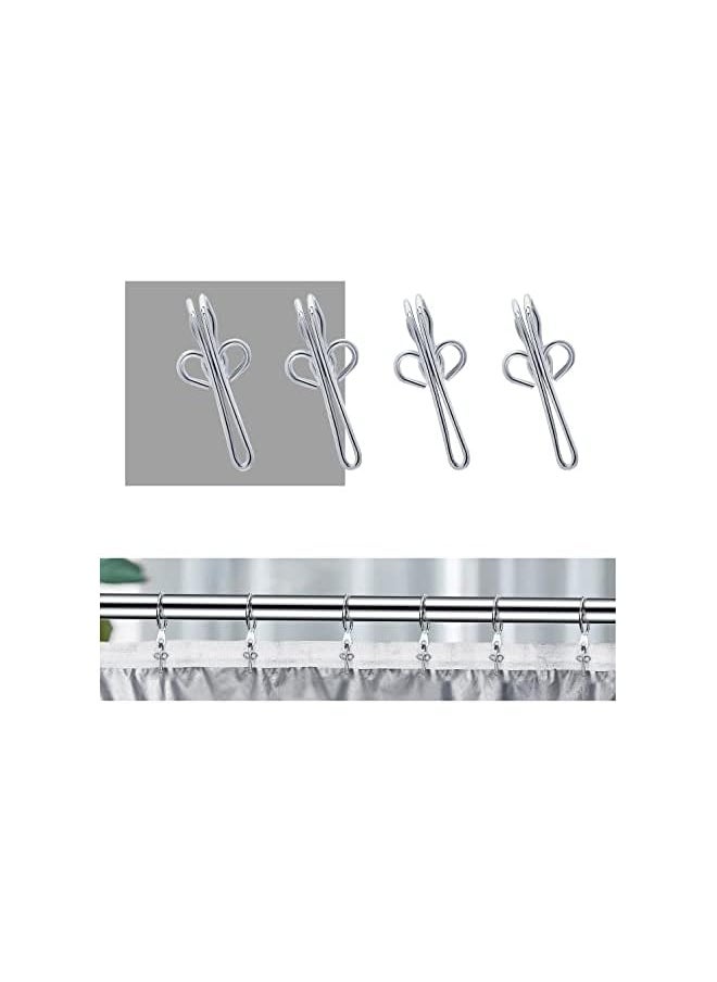 Curtain Hooks Metal Curtain Header Tape Drapery Hooks for curtains 2.9x1.2cm (100 Pack silver)…