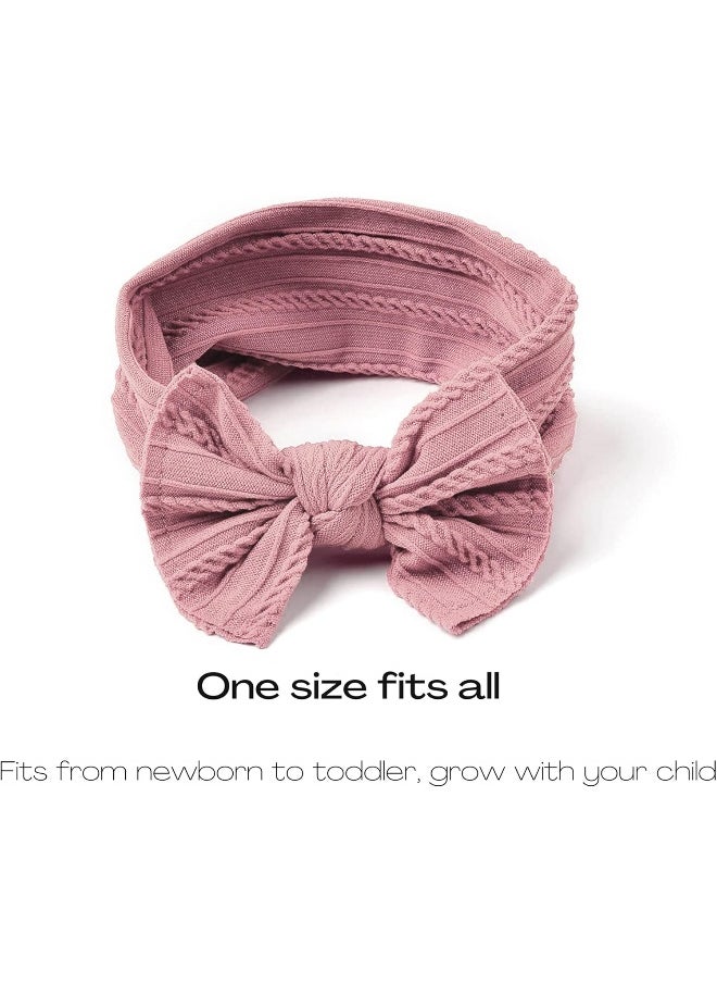 Prohouse 12 Pack Baby Nylon Headbands Hairbands Hair Bow Elastics Handmade Hair Accessories for Baby Girls Newborn Infant Toddlers Kids(Pink)