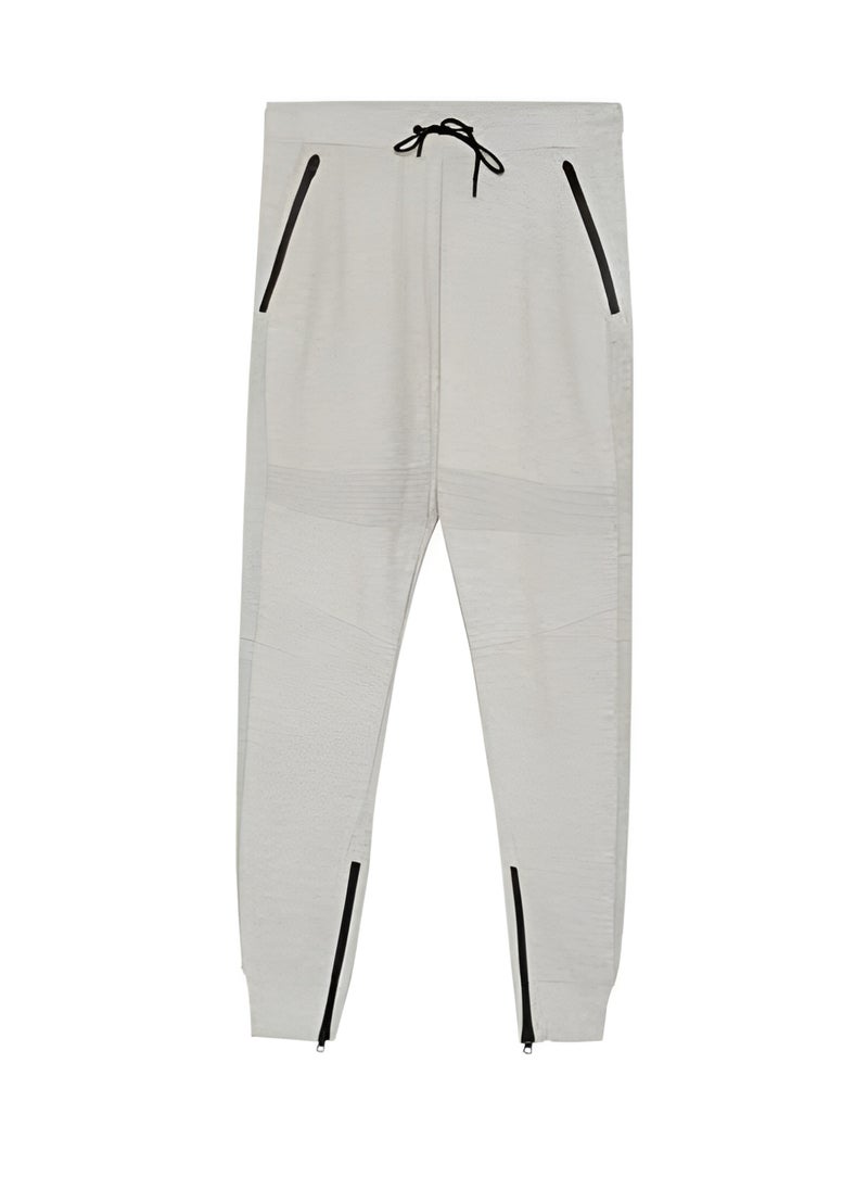 Men’s Heather Grey Jogging Trousers – Ribbed Cuffs, Zip Pockets, Slim Fit Sweatpants for Workout, Running Or Casual Wear