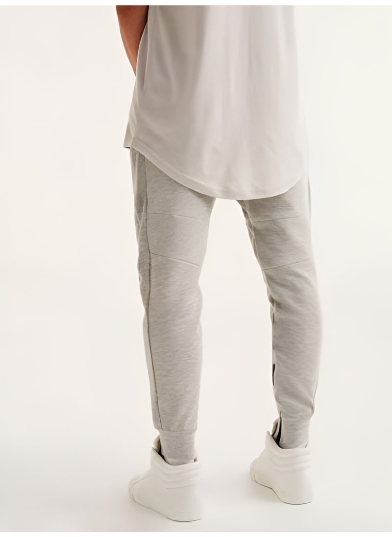 Men’s Heather Grey Jogging Trousers – Ribbed Cuffs, Zip Pockets, Slim Fit Sweatpants for Workout, Running Or Casual Wear
