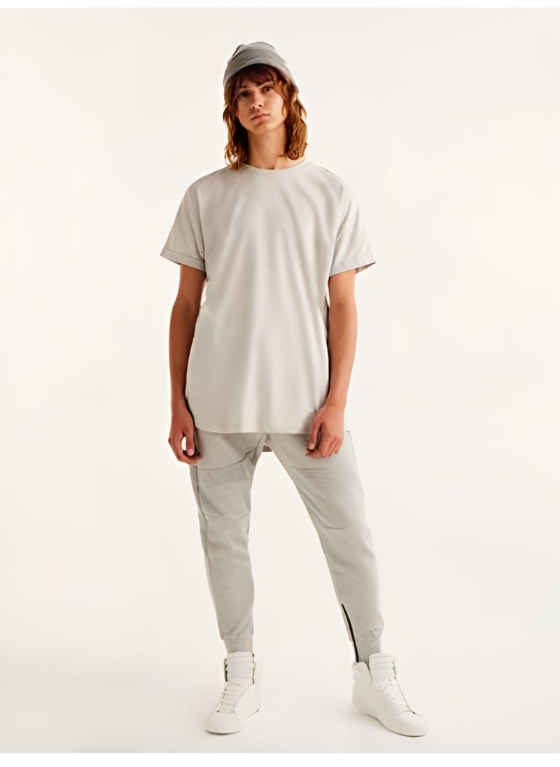 Men’s Heather Grey Jogging Trousers – Ribbed Cuffs, Zip Pockets, Slim Fit Sweatpants for Workout, Running Or Casual Wear