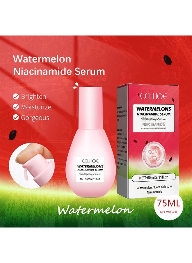 Watermelon Niacinamide Serum- Moisturizing Watermelon Toner Hyaluronic Facial Serum Brighten with Glycerin and Vitamin E Serum Multi Purpose Lightweight Face Serum Face Highlighter 60ML