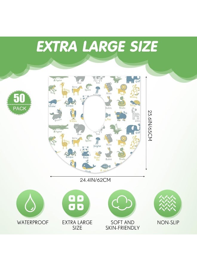 Reginary 50 Packs Disposable Toilet Seat Covers Extra Large Individually Wrapped for Kids and Adults, Portable Non Slip Waterproof Potty Seat Covers for Toddlers Potty Training, Travel (Animal)