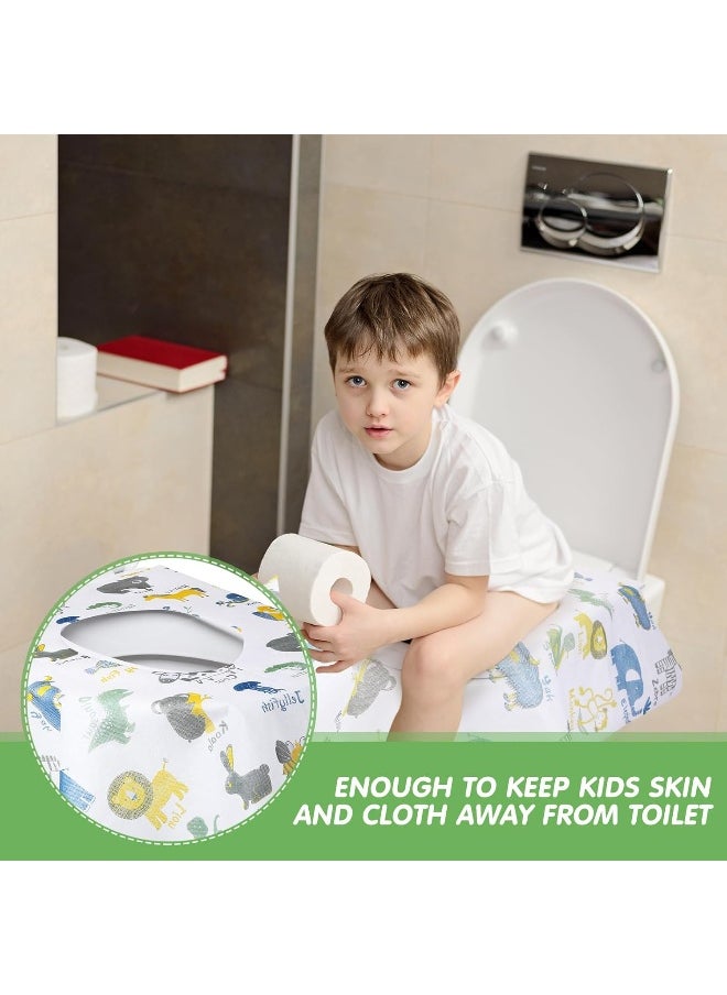 Reginary 50 Packs Disposable Toilet Seat Covers Extra Large Individually Wrapped for Kids and Adults, Portable Non Slip Waterproof Potty Seat Covers for Toddlers Potty Training, Travel (Animal)