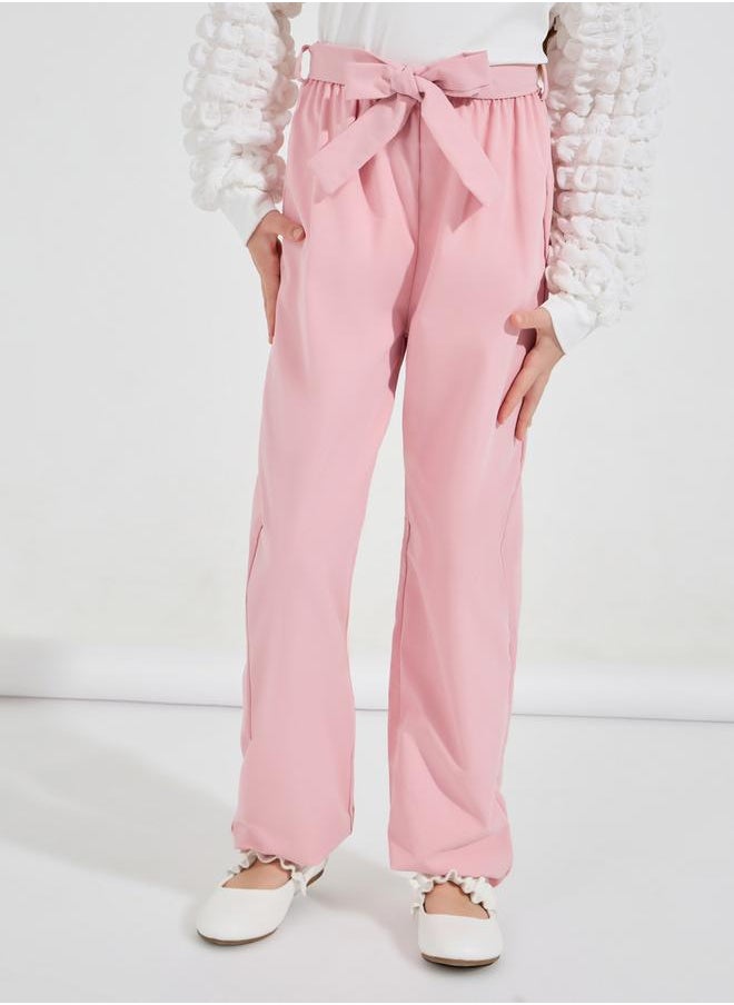 Textured Long Sleeve Top & Belted Pants Set