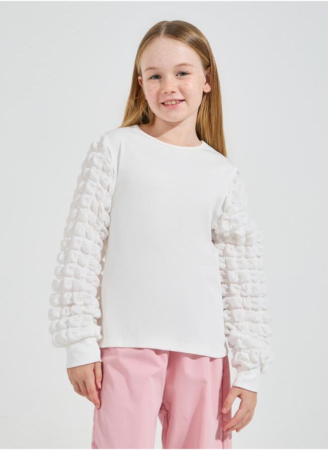 Textured Long Sleeve Top & Belted Pants Set