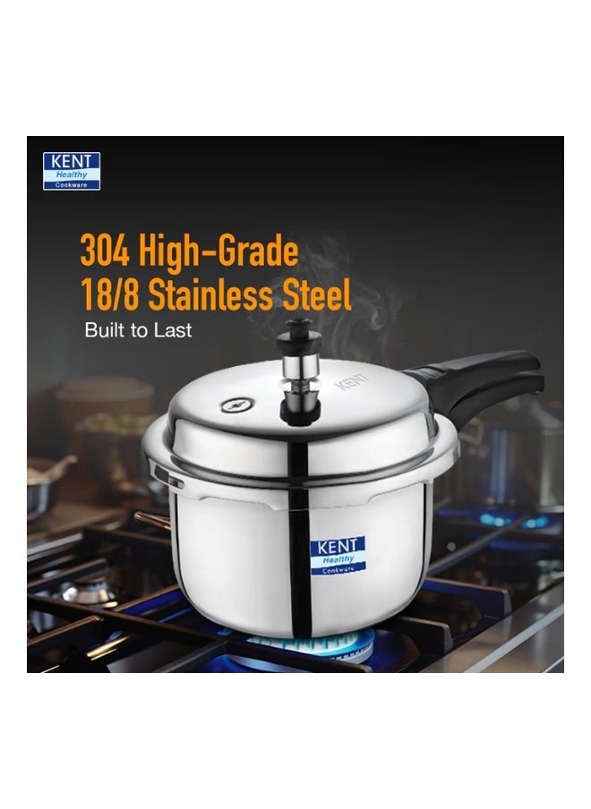 3 LitersLiters KENT Stainless Steel Outer-Lid Pressure Cooker – 3L | Gas & Induction Compatible | Safe & Rust-Resistant | Durable Daily Use Cooker Silver