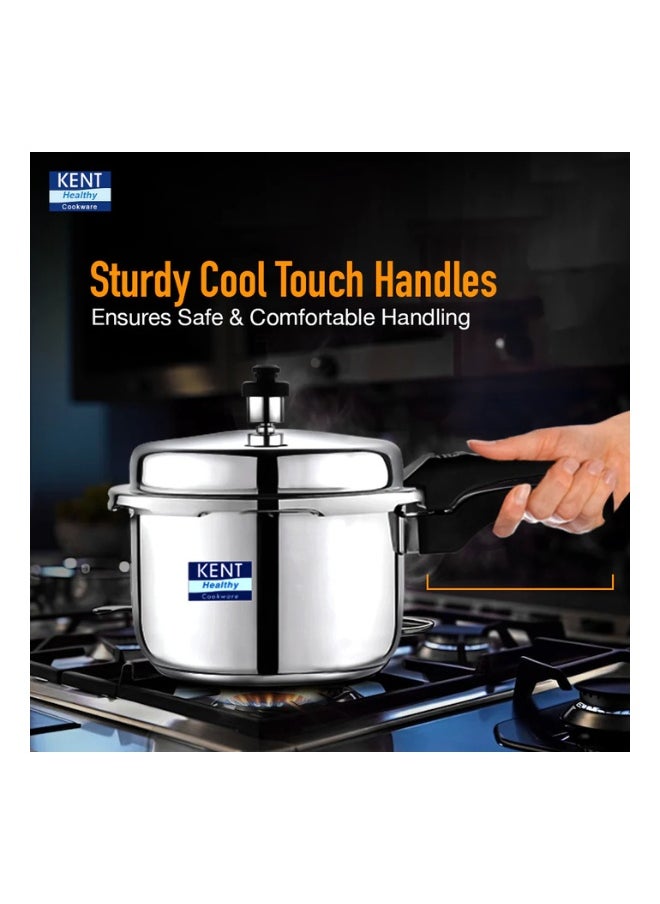 3 LitersLiters KENT Stainless Steel Outer-Lid Pressure Cooker – 3L | Gas & Induction Compatible | Safe & Rust-Resistant | Durable Daily Use Cooker Silver