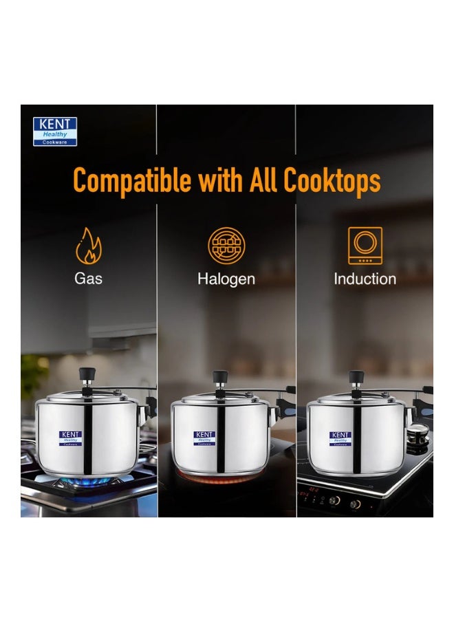 2 LitersLiters KENT Stainless Steel In-Lid Pressure Cooker – 2L | Gas & Induction Compatible | Inner Lid Design | Safe & Durable Silve