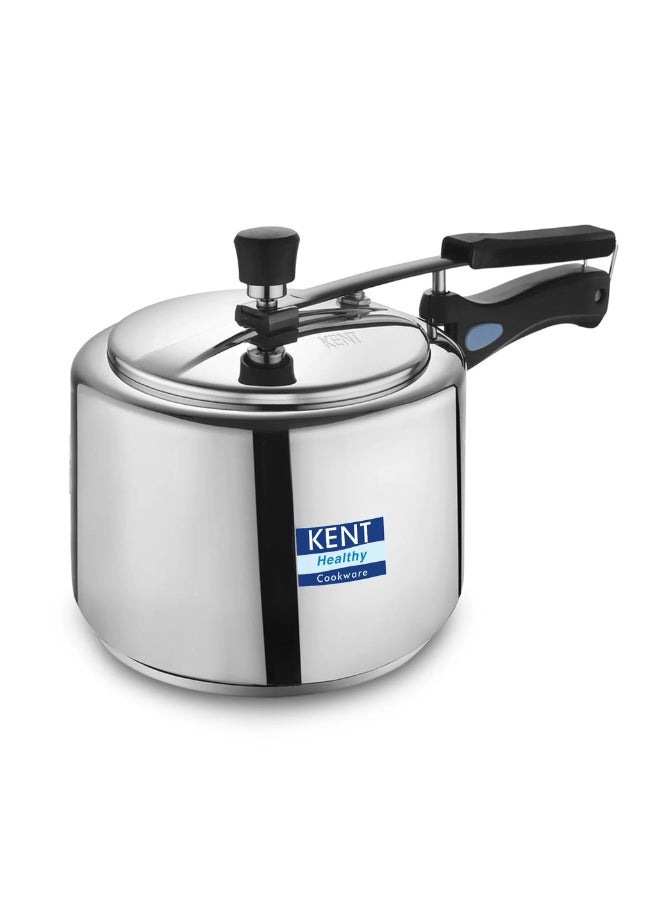 2 LitersLiters KENT Stainless Steel In-Lid Pressure Cooker – 2L | Gas & Induction Compatible | Inner Lid Design | Safe & Durable Silve