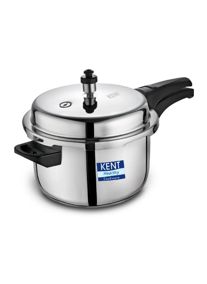 5 LittersLiters KENT Stainless Steel Outer-Lid Pressure Cooker – 5L | Durable, Gas & Induction Compatible | Rust-Resistant | Family-Size Cooking silver