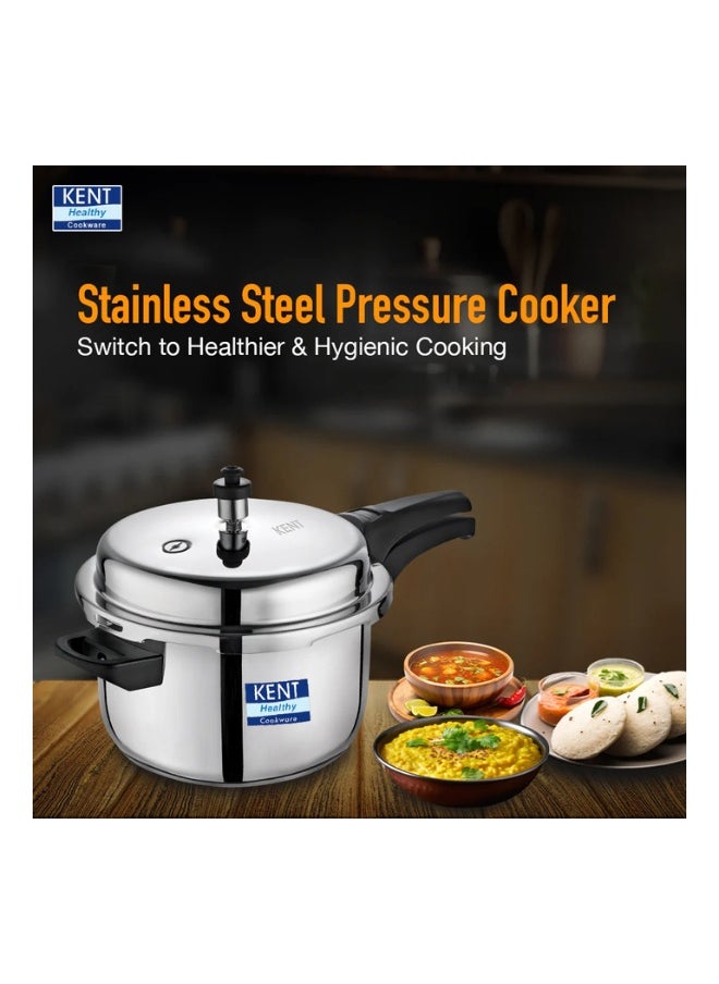 5 LittersLiters KENT Stainless Steel Outer-Lid Pressure Cooker – 5L | Durable, Gas & Induction Compatible | Rust-Resistant | Family-Size Cooking silver