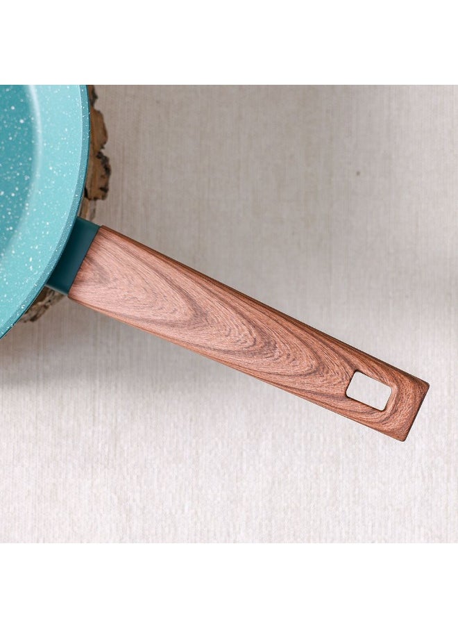 Chef's Delight Florin Fry Pan – Non-Stick Marble Coated Cooking Pan, PFOA-Free, Durable & Easy Clean – Gas, Electric, Ceramic Compatible Kitchen Cookware 28x5.5cm - Green