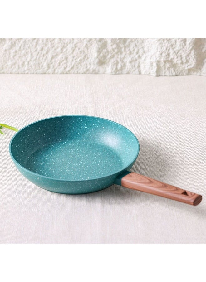 Chef's Delight Florin Fry Pan – Non-Stick Marble Coated Cooking Pan, PFOA-Free, Durable & Easy Clean – Gas, Electric, Ceramic Compatible Kitchen Cookware 28x5.5cm - Green