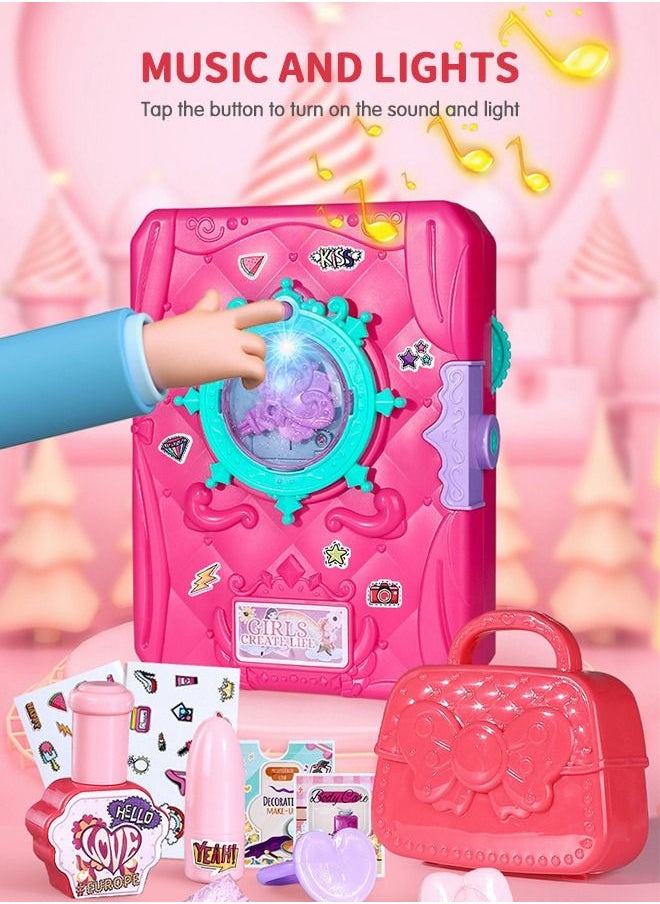 Unlock Toy Accessories Treasure Box Sound Light Magic Book Princess Jewelry Girl Play House Toys, Pretend Toys Dress Up