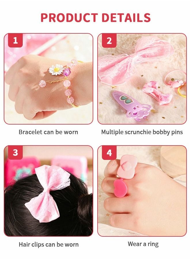 Unlock Toy Accessories Treasure Box Sound Light Magic Book Princess Jewelry Girl Play House Toys, Pretend Toys Dress Up