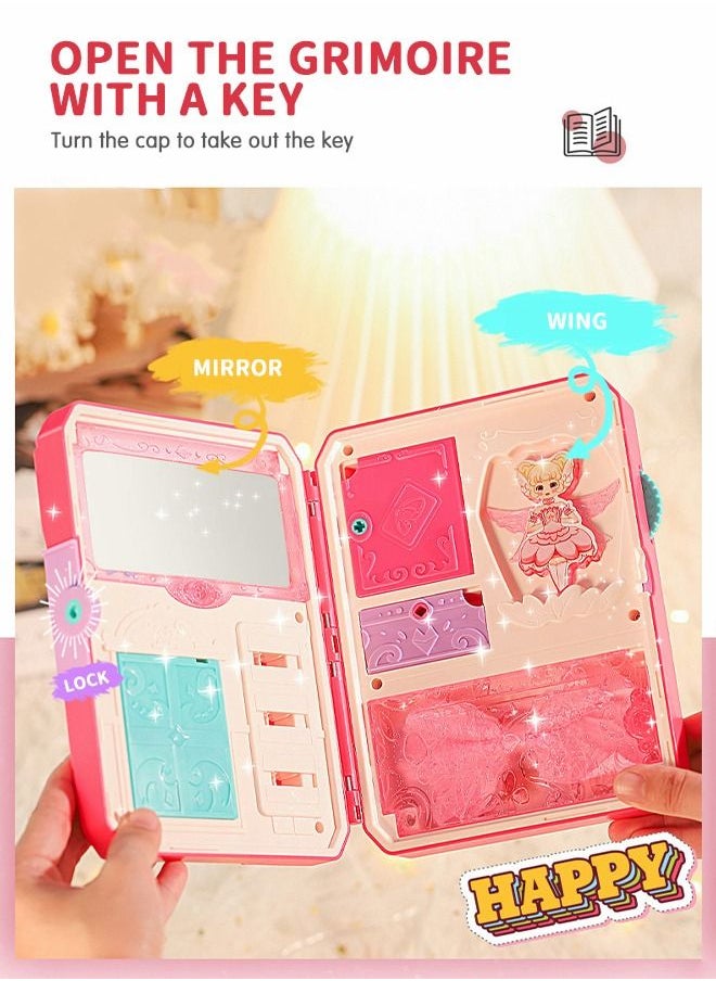 Unlock Toy Accessories Treasure Box Sound Light Magic Book Princess Jewelry Girl Play House Toys, Pretend Toys Dress Up