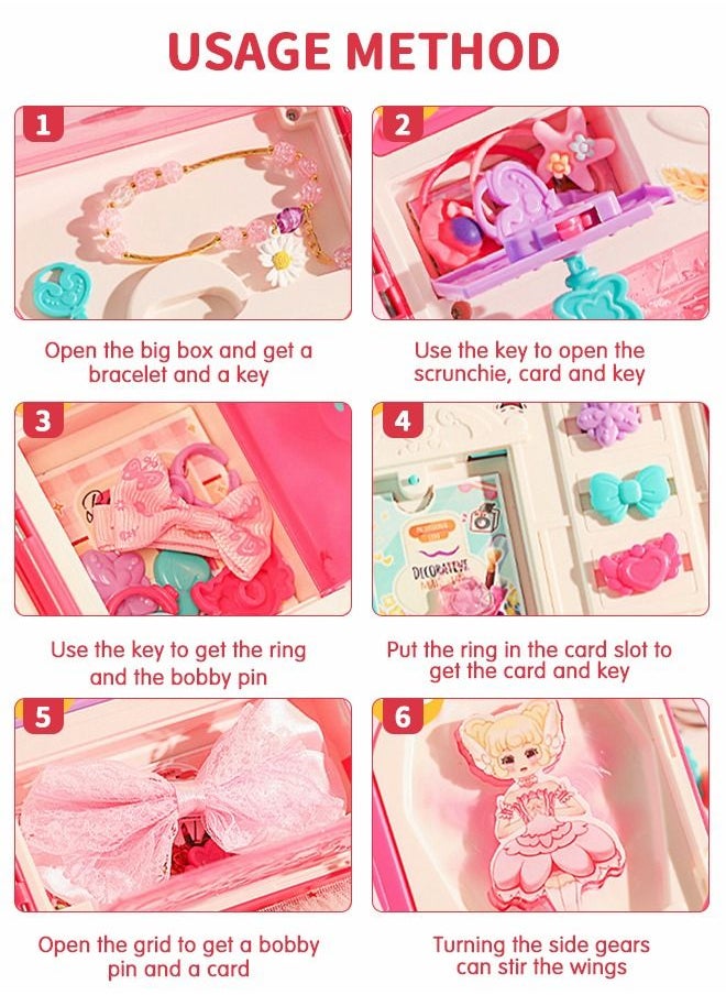 Unlock Toy Accessories Treasure Box Sound Light Magic Book Princess Jewelry Girl Play House Toys, Pretend Toys Dress Up