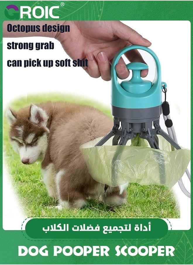 No-Touch Dog Pooper Scooper with Built-in Poop Bag Dispenser Portable and Lightweight Claw for Dogs Picker Upper Tool Small, Medium Large