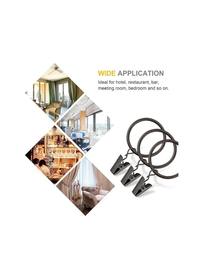 40 Pack Openable Curtain Hanging Rings with Clips, 1.5 Inch Inside Diameter Rustproof Hanging Rings, Curtain Rod Clips Hooks Hanging Rings for Heavy Duty Vintage Decorative Curtains, Black