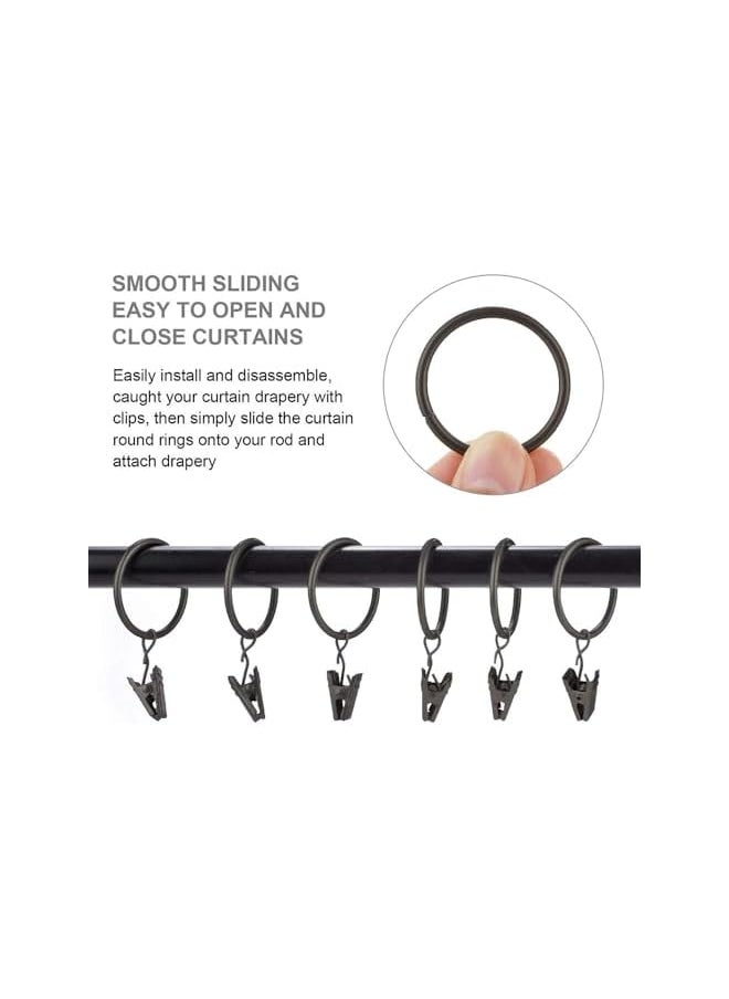 40 Pack Openable Curtain Hanging Rings with Clips, 1.5 Inch Inside Diameter Rustproof Hanging Rings, Curtain Rod Clips Hooks Hanging Rings for Heavy Duty Vintage Decorative Curtains, Black