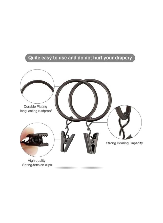 40 Pack Openable Curtain Hanging Rings with Clips, 1.5 Inch Inside Diameter Rustproof Hanging Rings, Curtain Rod Clips Hooks Hanging Rings for Heavy Duty Vintage Decorative Curtains, Black