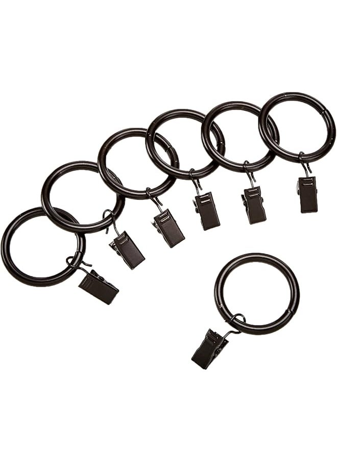 Curtain Rod Clip Rings for 2.54 CM Rod, Set of 7, Dark Bronze (Espresso)