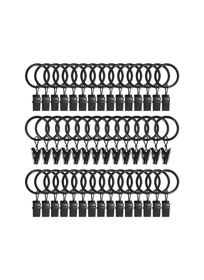 40 PCS Metal Curtain Rings with Clips, Curtain Hangers Clips, Drapery Clips with Rings, Fits Diameter 32mm/ 1.26 Inch Curtain Rod, Vintage Black