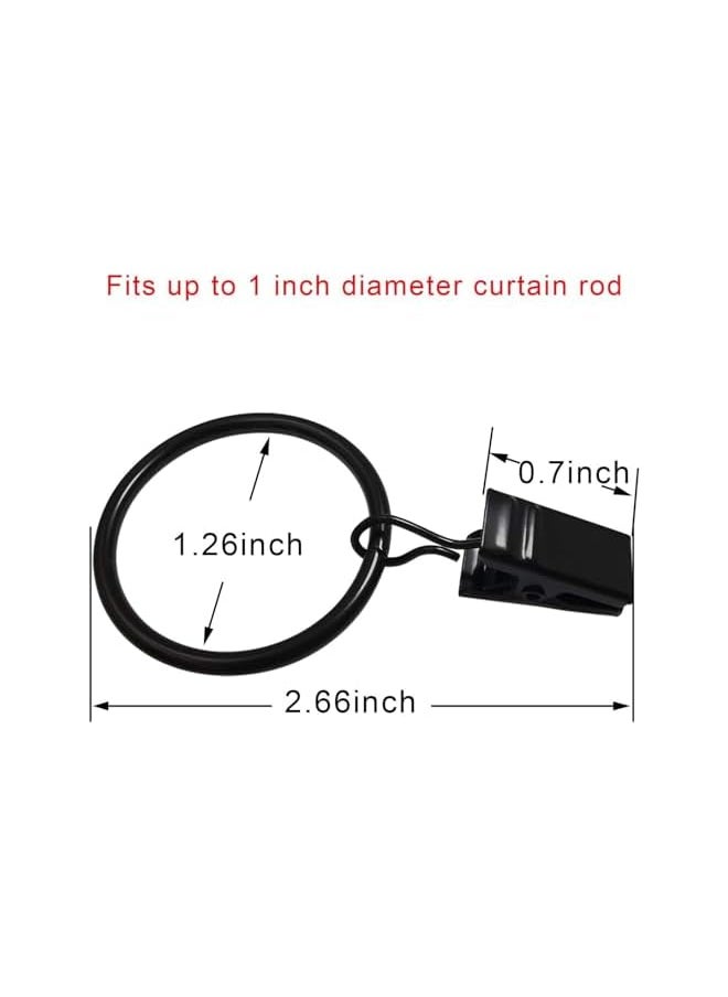 40 PCS Metal Curtain Rings with Clips, Curtain Hangers Clips, Drapery Clips with Rings, Fits Diameter 32mm/ 1.26 Inch Curtain Rod, Vintage Black