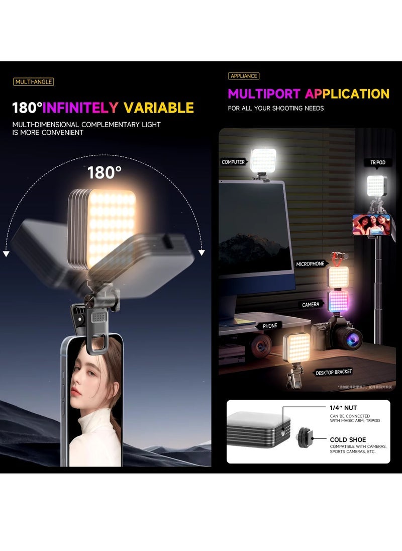 D12 80 LED Video Light LED Camera Light 360° Portable Photography Lighting Type-C 2000mAh Rechargeable Battery CRI 95+ 2500-9000K With 3 Adjustable Modes On Camera Light