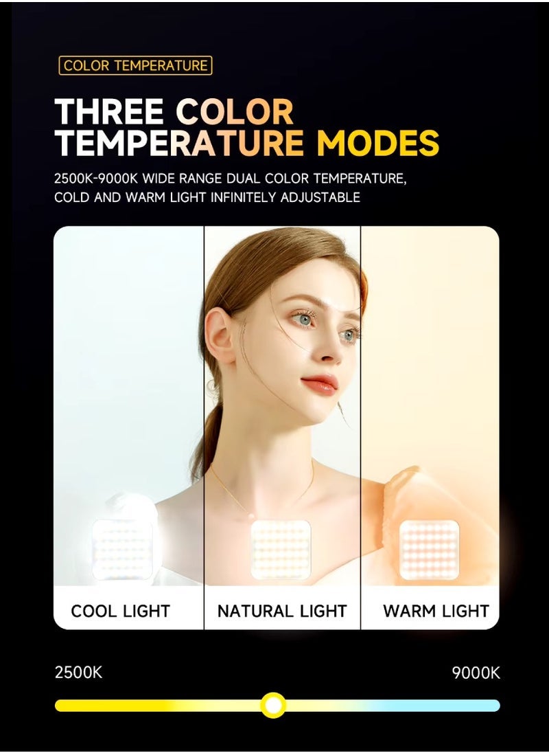 D12 80 LED Video Light LED Camera Light 360° Portable Photography Lighting Type-C 2000mAh Rechargeable Battery CRI 95+ 2500-9000K With 3 Adjustable Modes On Camera Light