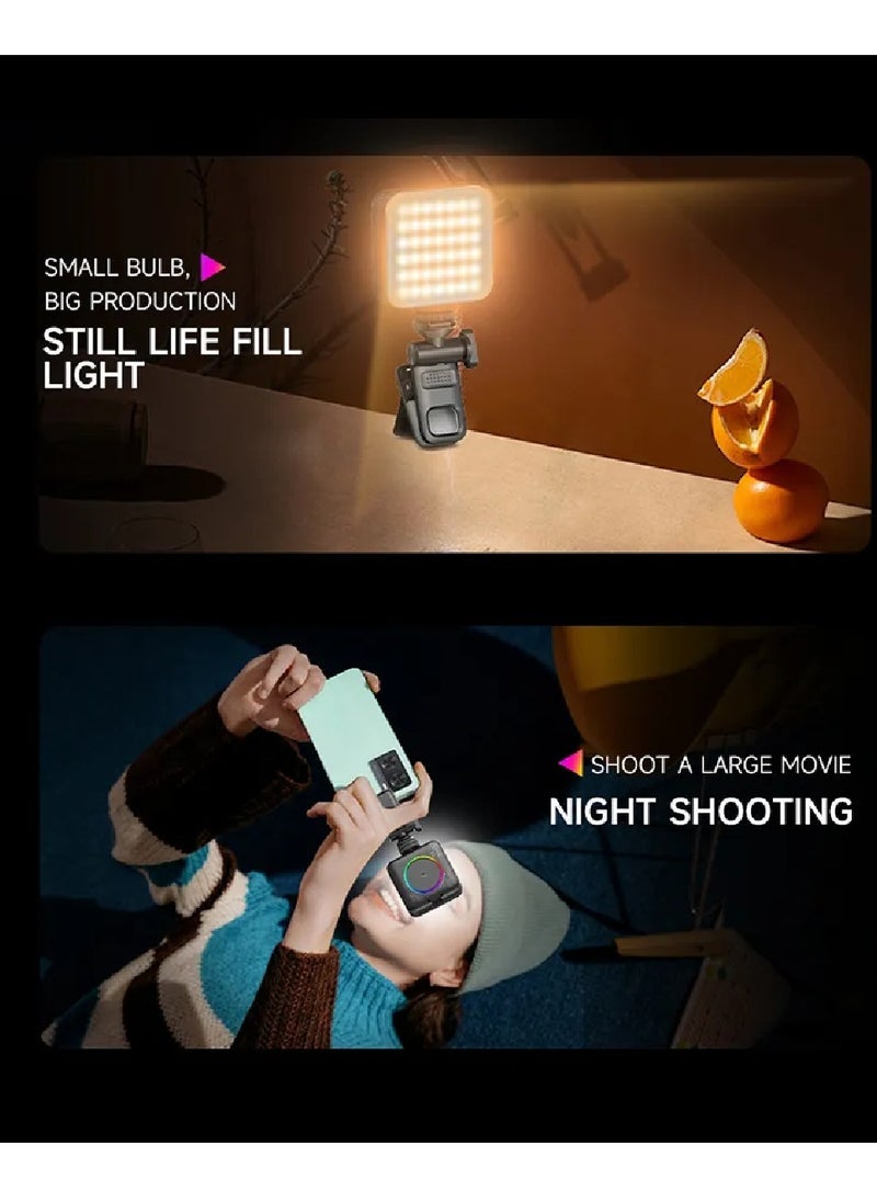 D12 80 LED Video Light LED Camera Light 360° Portable Photography Lighting Type-C 2000mAh Rechargeable Battery CRI 95+ 2500-9000K With 3 Adjustable Modes On Camera Light
