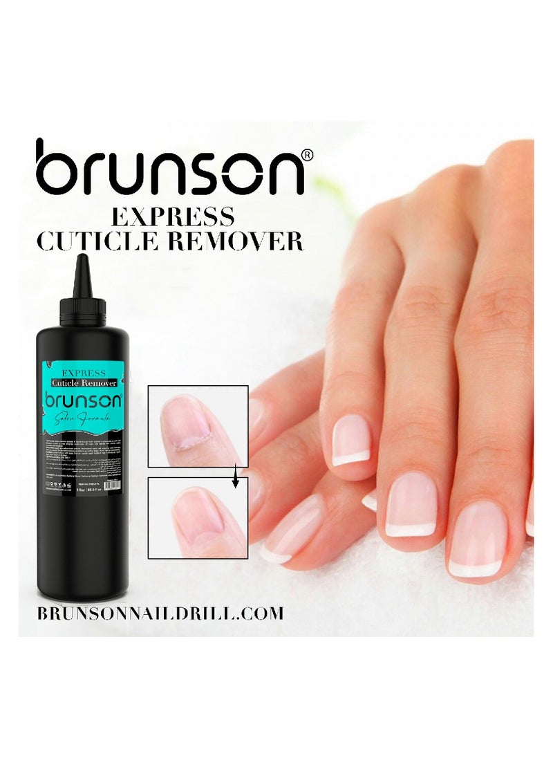 Brunson Express Cuticle Remover 1 Liter Best Professional Cuticle Remover Gel for Nails Fast Acting Gentle Natural Cuticle Softener and Remover for Easy Salon Quality Manicure Nourishing Moisturizing Formula