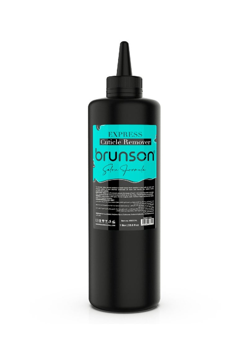 Brunson Express Cuticle Remover 1 Liter Best Professional Cuticle Remover Gel for Nails Fast Acting Gentle Natural Cuticle Softener and Remover for Easy Salon Quality Manicure Nourishing Moisturizing Formula