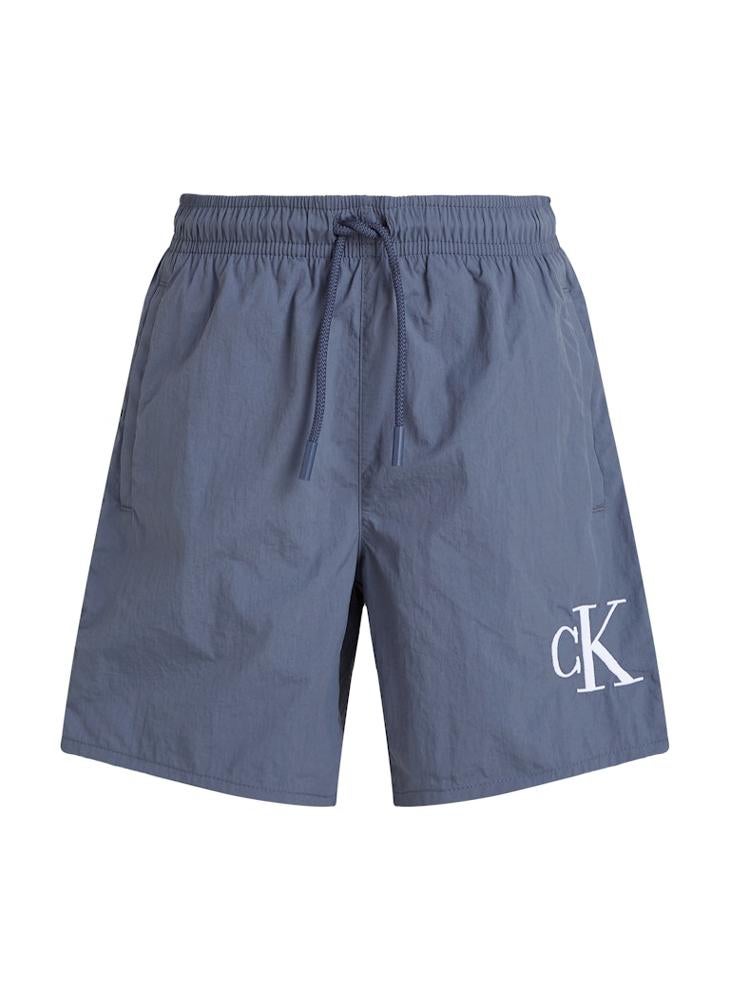 Kids Medium Drawstring Logo Detailed Swim Shorts