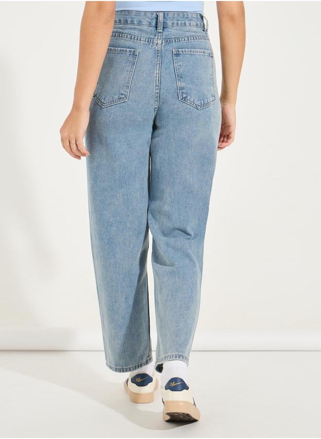 High Rise Mom Fit Ankle Length Jeans