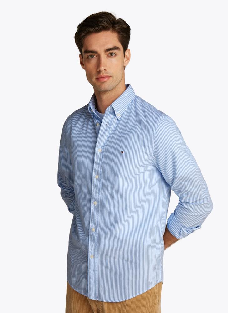 Regular Fit Flex Cotton Classic Poplin Stripe Shirt
