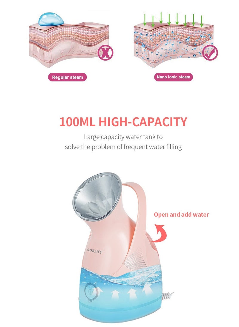 Facial Sauna Humidifier, Home Sauna Steamer Nano Ion Face Steaming Device, Model ZJ-6580-- BFD, Suitable For Pore Cleaning, Whitening, Blackhead Removal, And Skincare - Plug: European Standard