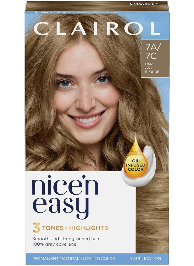 Nice'N Easy Permanent Hair Dye, 7C Dark Cool Blonde Hair Color, Pack Of 1