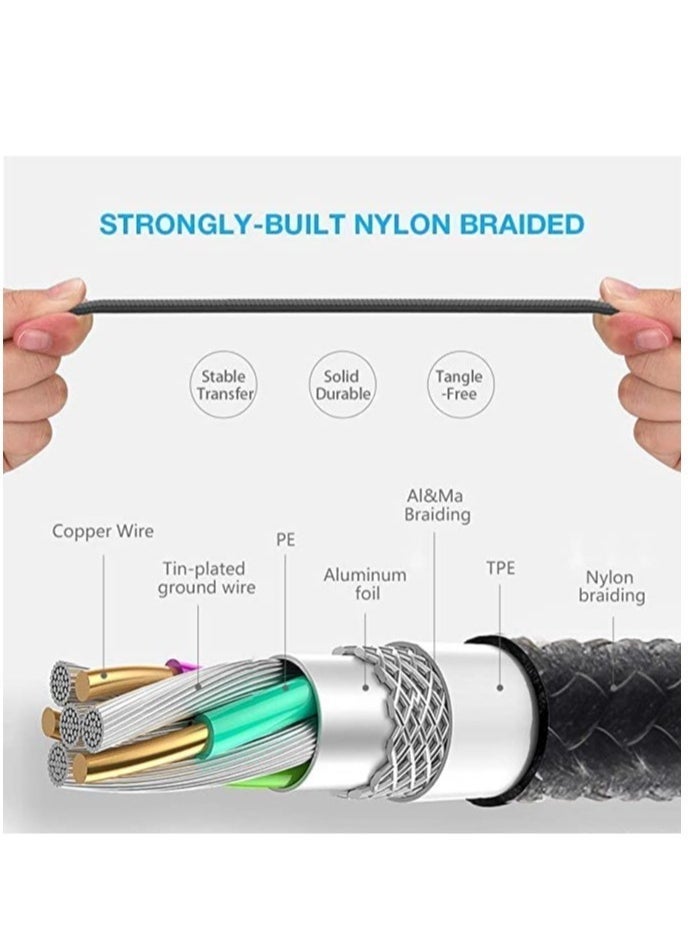 Multi Charging Cable 4Ft 3 in 1 with USB Type C Cable Compatible with Galaxy S10 S9 Plus Note9 Z OnePlus 8T,Micro Cable for Galaxy S7 Edge S6,Nexus,Xbox,PS4 USB Chargers(BLACK)