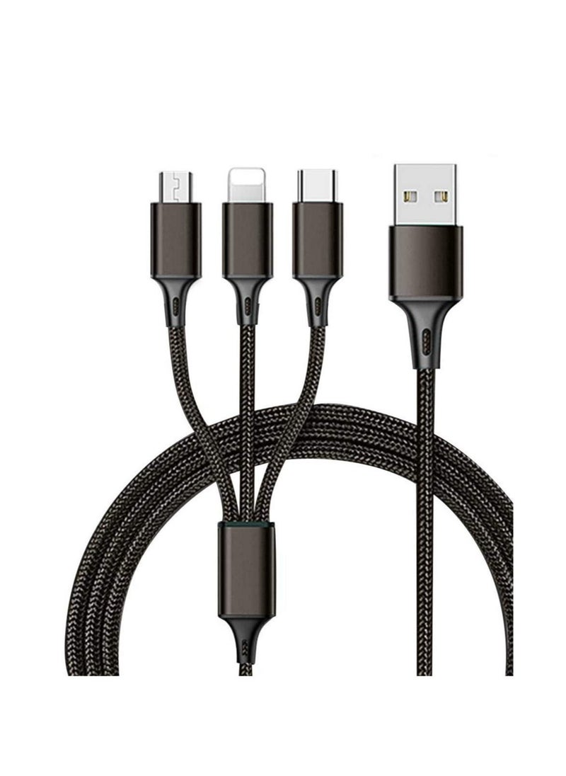Multi Charging Cable 4Ft 3 in 1 with USB Type C Cable Compatible with Galaxy S10 S9 Plus Note9 Z OnePlus 8T,Micro Cable for Galaxy S7 Edge S6,Nexus,Xbox,PS4 USB Chargers(BLACK)