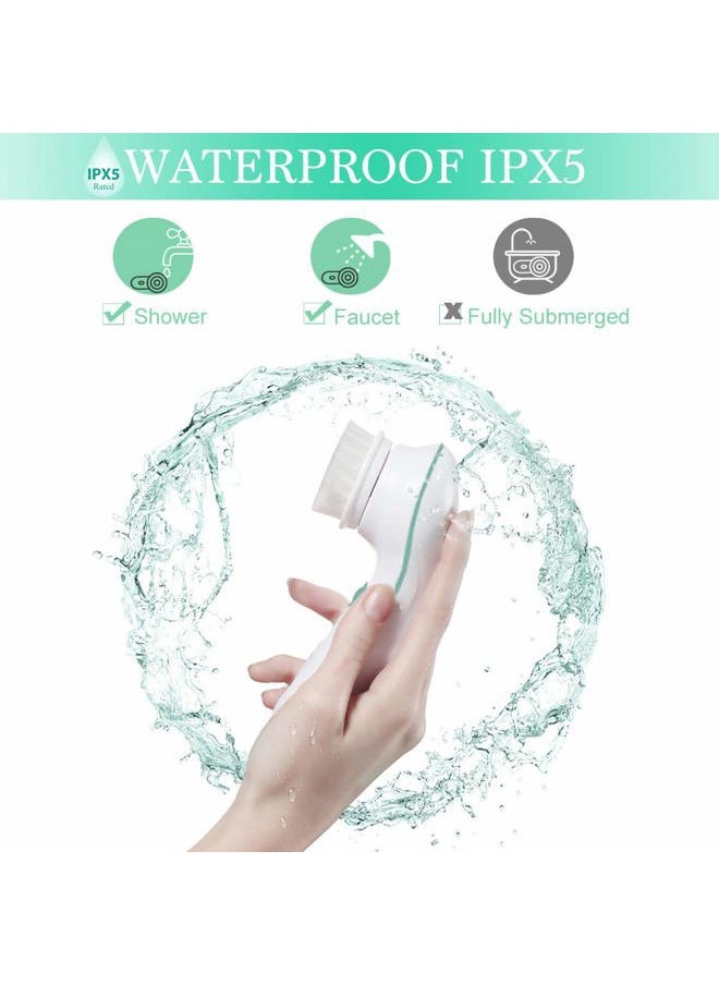 Facial Cleansing Brush, TOUCHBeauty Face Scrubber Electric with Case, 3 Spin Brushes for Deep Cleansing, Gentle Exfoliating, Dual-Speed, Waterproof AS-0759A（Green）