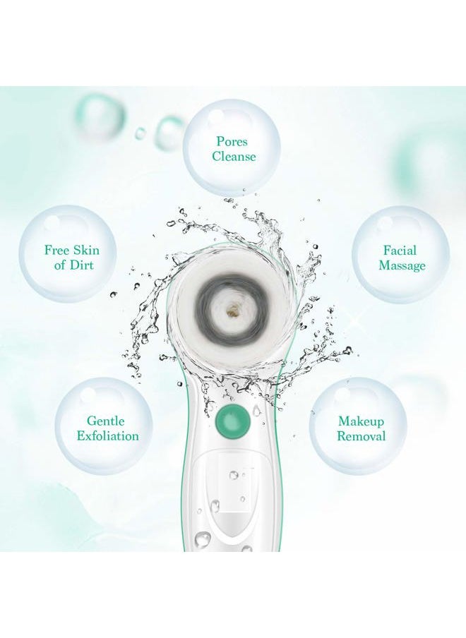 Facial Cleansing Brush, TOUCHBeauty Face Scrubber Electric with Case, 3 Spin Brushes for Deep Cleansing, Gentle Exfoliating, Dual-Speed, Waterproof AS-0759A（Green）