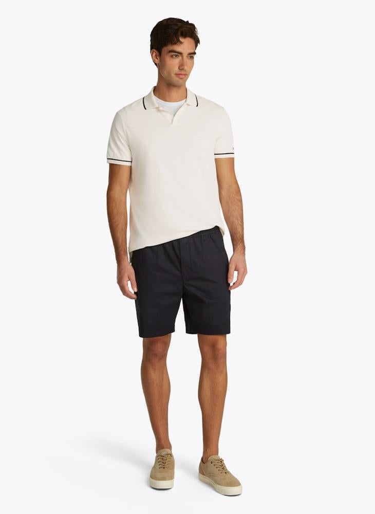 Open Collar Tipped Short Sleeve Polo
