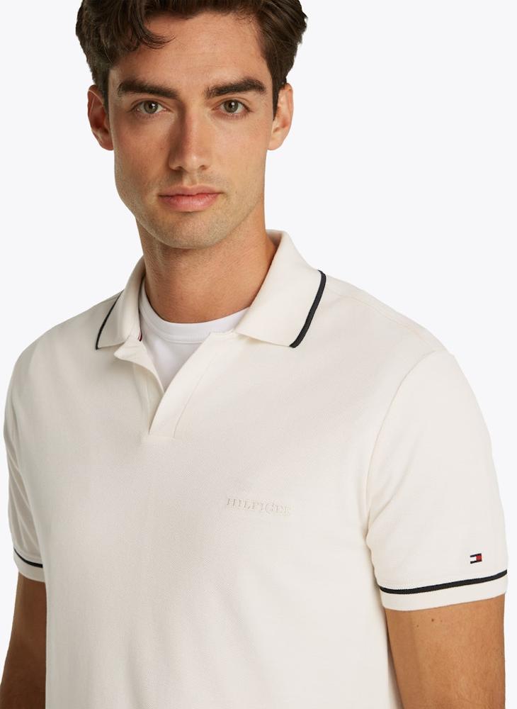 Open Collar Tipped Short Sleeve Polo