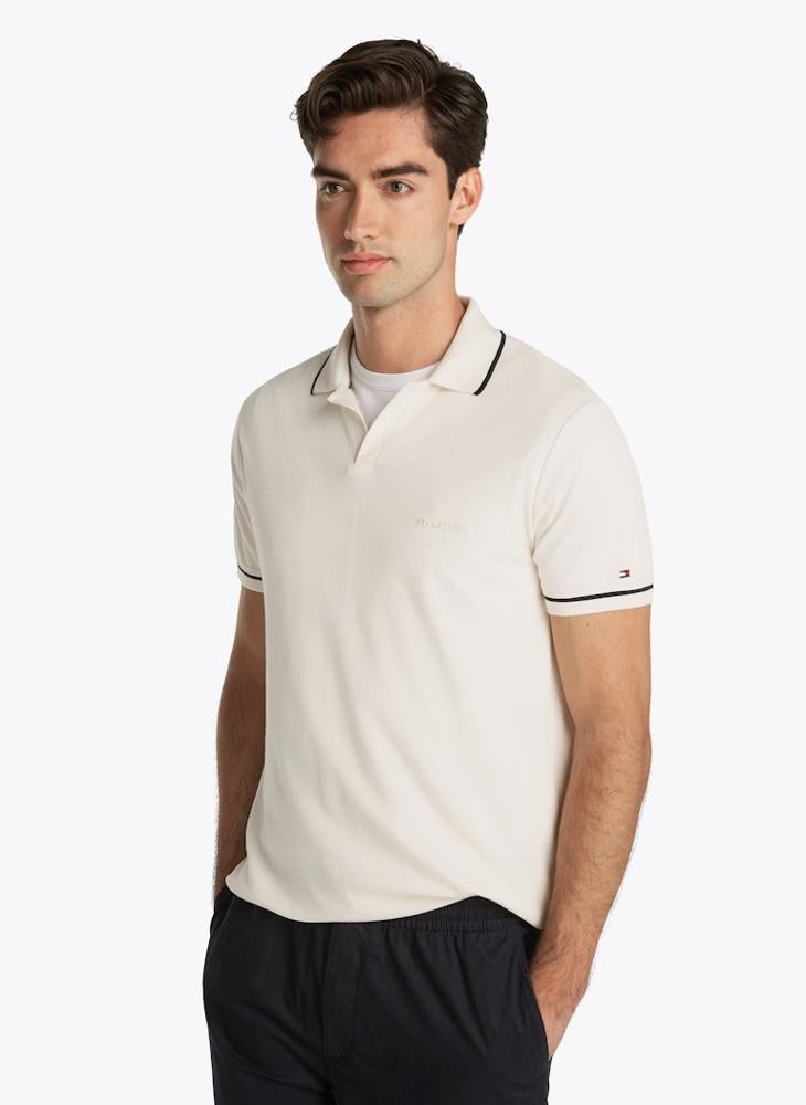Open Collar Tipped Short Sleeve Polo