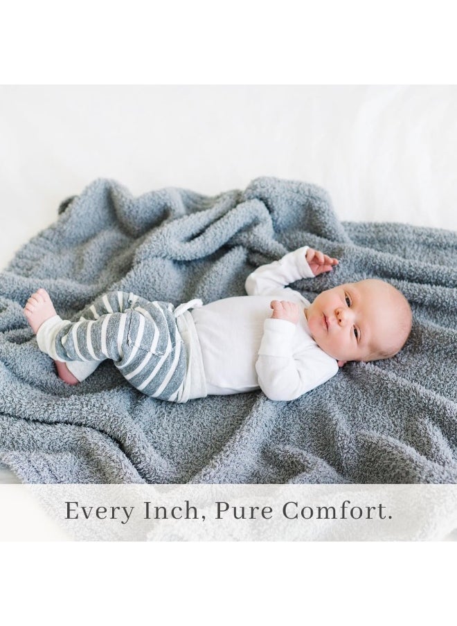 SARANONI Bamboni Luxury Bamboo Baby Blanket | Plush Blanket for Infant Boys & Girls | Receiving Blanket 30” x 40” | Gray